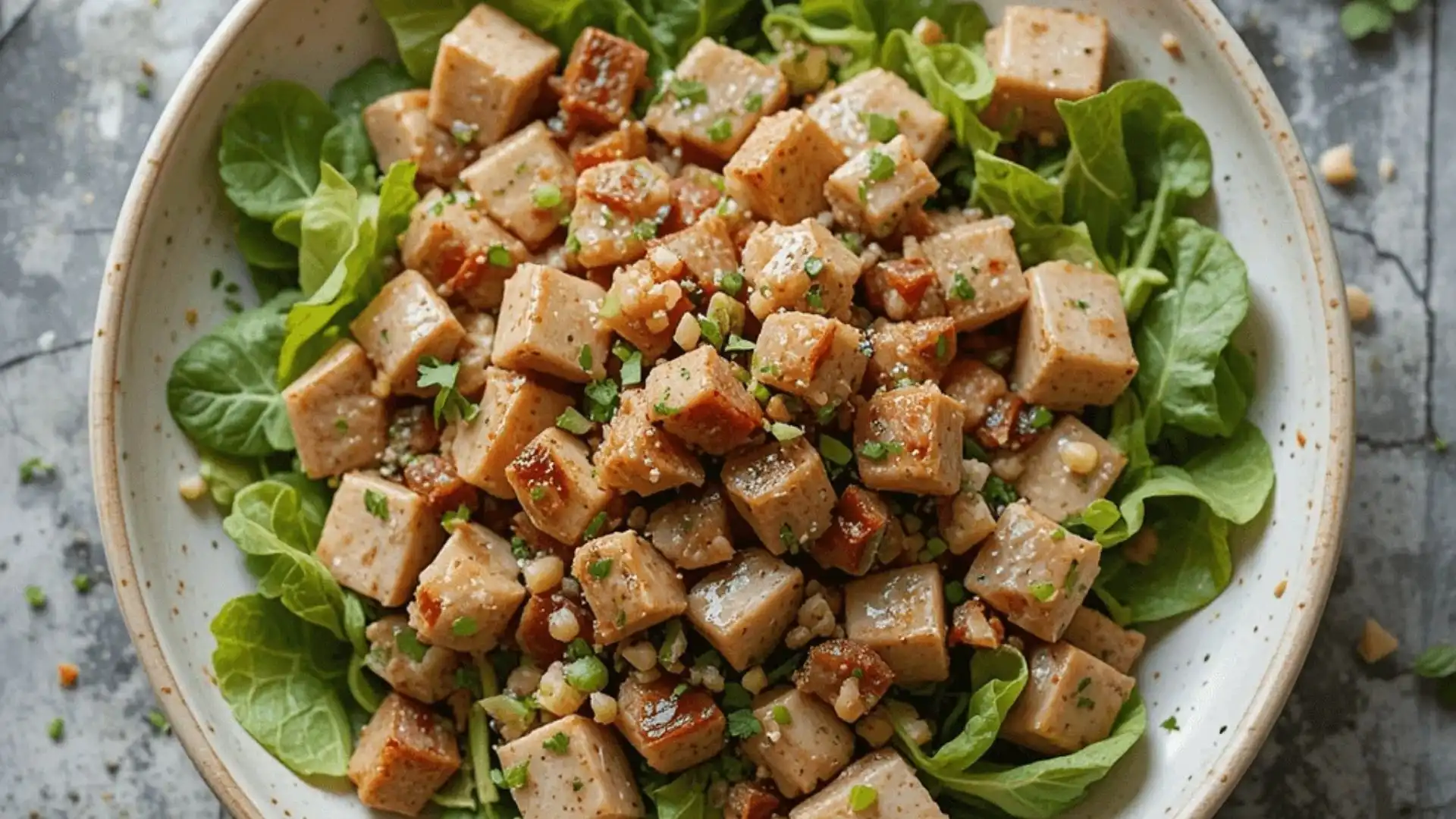 Fresh tuna salad with herbs and greens