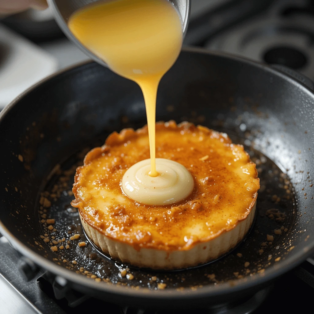 Pouring Sauce Over a Crab Brûlée